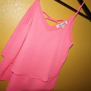 Hot Pink Festival Summer Ruffle Tank